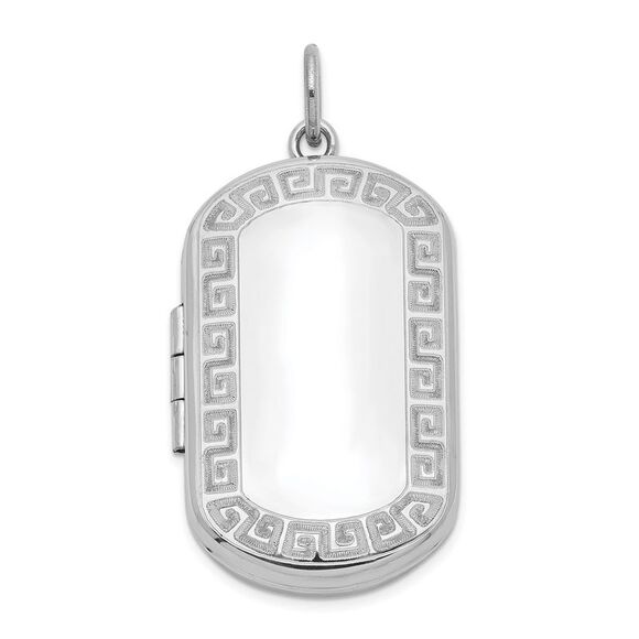 Sterling Silver 30mm Greek Key Border Rectangular Locket - Picture 1 of 7